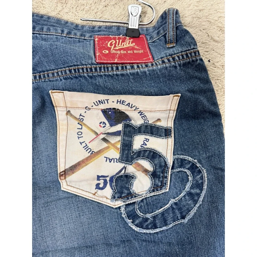 VTG G-Unit Denim Jean Shorts Jorts Men's 40 Wide Leg Baggy Streetwear Hip Hop‎
